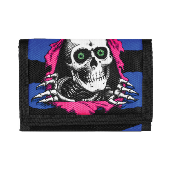 POWELL RIPPER BLACKLIGHT VELCRO TRI-FOLD WALLET BLK/BLU/PINK